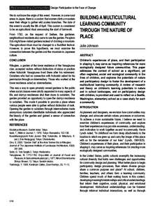 Experiential learning / Edible schoolyard / Boston Schoolyard Initiative / Participatory design / Roger Hart / Environmental education / Service-learning / Education / Alternative education / Outdoor education