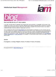 New book lifts the lid on IP value creation - Blog - lAM magazine  http://www.iam-magazine.comlblog! 