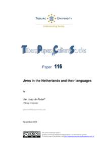 Paper  Jews in the Netherlands and their languages by  Jan Jaap de Ruiter©