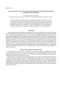 УДК EVALUATION OF 54Fe(n,2n)53m+gFe REACTION CROSS SECTIONS FOR HIGH ENERGY DOSIMETRY APPLICATIONS K.I. Zolotarev, A.B. Pashchenko Russian Federal Research Center - Institute of Physics&Power Engineering, Obnin