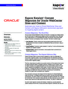 Solution Data Sheet  Kapow Katalyst Content Migration for Oracle WebCenter Sites and Content ™