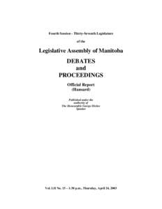 LEGISLATIVE ASSEMBLY OF MANITOBA