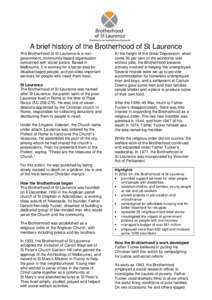 A brief history of the Brotherhood of St Laurence 2005