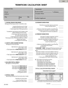 TERMITICIDE  CALCULATION  SHEET