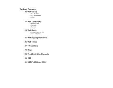 Table of Contents 22. Web Colors 