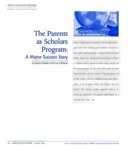 Parents as Scholars Program  The Parents as Scholars Program: A Maine Success Story