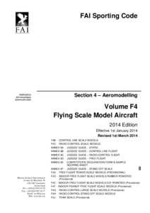 FAI Sporting Code  Section 4 – Aeromodelling Volume F4 Flying Scale Model Aircraft