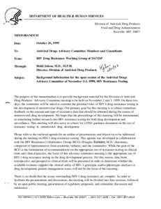 DEPARTMENT OF HEALTH & HUMAN SERVICES Division of Antiviral Drug Products Food and Drug Administration Rockville MD[removed]MEMORANDUM