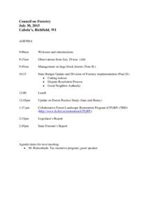 Wisconsin Council on Forestry Meeting Agenda (July 30, 2015)