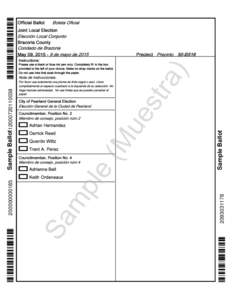 Official Ballot Boleta Oficial Joint Local Election Elección Local Conjunto Brazoria County