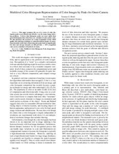 Proceedings of the IASTED International Conference Signal and Image Processing October 18-21, 1999, Nassau, Bahamas  Multilevel Color Histogram Representation of Color Images by Peaks for Omni-Camera Sezai Sablak Terranc