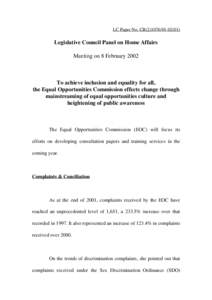 LC Paper No. CB[removed])  Legislative Council Panel on Home Affairs Meeting on 8 February[removed]To achieve inclusion and equality for all,