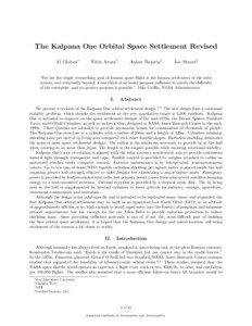 The Kalpana One Orbital Space Settlement Revised Al Globus∗