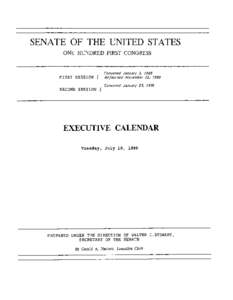 SENATE OF THE UNITED STATES ONE HUNDRED FIRST CONGRESS FIRST SESSION f SECOND SESSION f