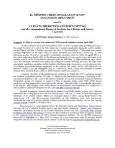 Tropical meteorology / Climatology / El Niño-Southern Oscillation / La Niña / Madden–Julian oscillation / Sea surface temperature / Atmospheric circulation / Climate Prediction Center / Pacific decadal oscillation / Atmospheric sciences / Meteorology / Physical oceanography