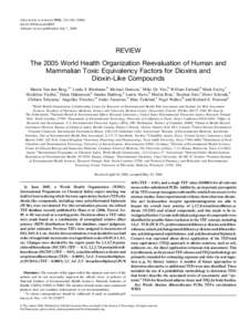 TOXICOLOGICAL SCIENCES 93(2), 223–doi:toxsci/kfl055 Advance Access publication July 7, 2006 REVIEW The 2005 World Health Organization Reevaluation of Human and