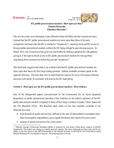 Policy Brief August 10, 2012 EU public procurement markets: How open are they? Patrick Messerlin Sébastien Miroudot 1