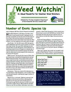 Weed Watchin’ An Annual Newsletter for Volunteer Weed Watchers Published by the New Hampshire Department of Environmental Services, Summer[removed]Number of Exotic Species Up