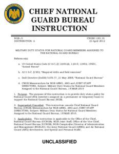CHIEF NATIONAL GUARD BUREAU INSTRUCTION NGB-J1 DISTRIBUTION: A