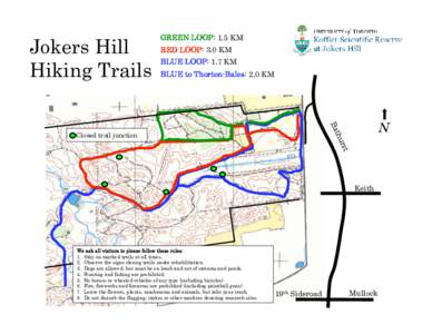 Jokers Hill Hiking Trails GREEN LOOP: 1.5 KM RED LOOP: 3.0 KM BLUE LOOP: 1.7 KM
