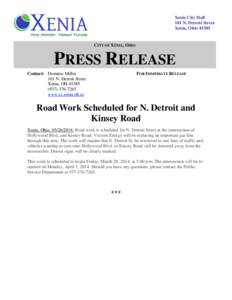 Xenia City Hall 101 N. Detroit Street Xenia, Ohio[removed]CITY OF XENIA, OHIO