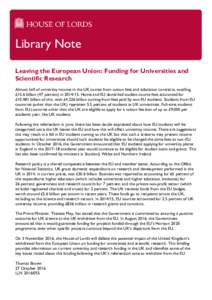 Leaving the European Union: Funding for Universities and Scientific Research