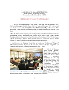 South Asian Association for Regional Cooperation / Ministry of Home Affairs / National Institute of Disaster Management / Declaration of 18th SAARC Summit