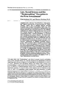 Behavioral Sciences and the Law,Vol. 10,[removed]Law,Socid Science and the “BrainwashingyyException to the First Amendment* Dickhthony, B.A. and Thomas Robbins, Ph.D.