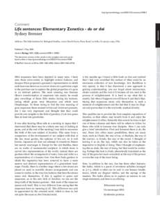 http://genomebiology.comcommentComment Sydney Brenner
