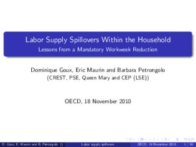 Labor Supply Spillovers Within the Household Lessons from a Mandatory Workweek Reduction Dominique Goux, Eric Maurin and Barbara Petrongolo (CREST, PSE, Queen Mary and CEP (LSE))