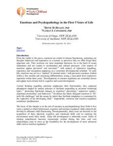 Emotions and Psychopathology in the First 5 Years of Life