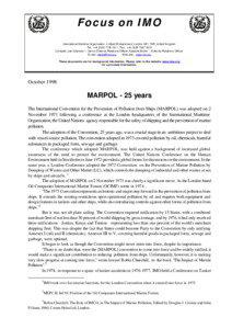 Focus on IMO International Maritime Organization, 4 Albert Embankment, London SE1 7SR, United Kingdom Tel: +[removed]7611 Fax: +[removed]3210