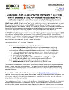 Denver metropolitan area / School Breakfast Program / Jefferson County Public Schools / John Hickenlooper / Table of Colorado charter schools / Outline of Colorado / Geography of Colorado / Colorado / Denver