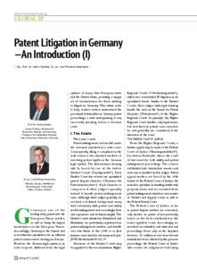 China Intellectual Property  GLOBAL ip Patent Litigation in Germany —An Introduction (I)
