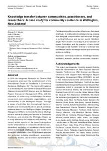 Practice Update: Knowledge transfer between communities, practitioners, and researchers: a case study for community resilience in Wellington, New Zealand
