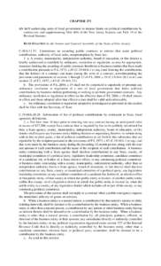 CHAPTER 271 AN ACT authorizing units of local government to impose limits on political contributions by contractors and supplementing Title 40A of the New Jersey Statutes and Title 19 of the Revised Statutes. BE IT ENACT