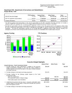 Prepared by the North Dakota Legislative Council staff for House Appropriations January 6, 2003 Department[removed]Department of Corrections and Rehabilitation House Bill No. 1016