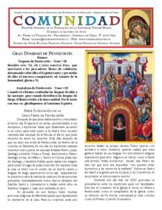 Iglesia Católica Apostólica Ortodoxa del Patriarcado de Antioquía - Arquidiócesis de Chile  Comunidad Boletín Semanal de la Parroquia de la Santísima Virgen María Domingo 8 de junio de 2014 Av. Pedro de Valdivia 9