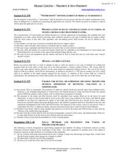Section II – P . 3  Mussel Catcher – Resident & Non-Resident Code of Alabama  Section[removed]