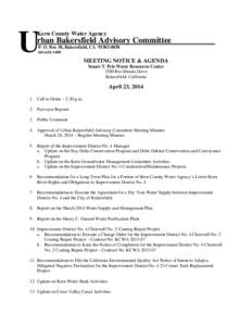 U  Kern County Water Agency rban Bakersfield Advisory Committee P. O. Box 58, Bakersfield, CA