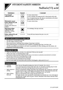 Student Safety Sheets - 22 Sulfuric(VI) acid