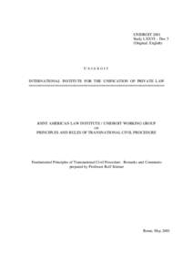 UNIDROIT 2001 Study LXXVI – Doc 5 (Original: English) UNIDROIT INTERNATIONAL INSTITUTE FOR THE UNIFICATION OF PRIVATE LAW