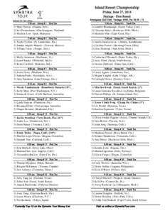 Island Resort Championship Friday, June 27, 2014 Pairings - First Round Sweetgrass Golf Club Yardage: 6303, Par[removed]:30 am