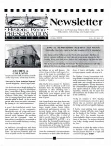 II II II II II II II II II II II II II II II II II  Newsletter · His tori c Reno ·  PRESERVATION