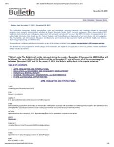 [removed]GRC Bulletin for Research and Sponsored Programs: December 20, 2013 December 20, 2013