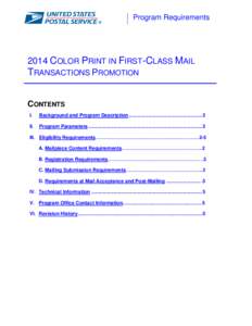 Program Requirements[removed]COLOR PRINT IN FIRST-CLASS MAIL TRANSACTIONS PROMOTION  CONTENTS