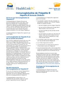 Hepatitis B Immune Globulin - HealthLinkBC File #25b - French  version