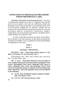 98  A.M. No[removed]SC ANNOTATION TO THE RULES OF PROCEDURE FOR ENVIRONMENTAL CASES