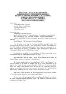 MINUTES OF A REGULAR MEETING OF THE MIDDLESEX COUNTY IMPROVEMENT AUTHORITY HELD ON WEDNESDAY, NOVEMBER 13, 2013 AT 8:00 P.M. AT THE OFFICES OF THE AUTHORITY 101 INTERCHANGE PLAZA, CRANBURY (SOUTH BRUNSWICK), NEW JERSEY