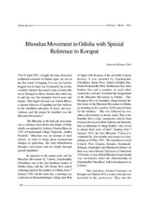 Odisha Review  February - March[removed]Bhoodan Movement in Odisha with Special Reference to Koraput
